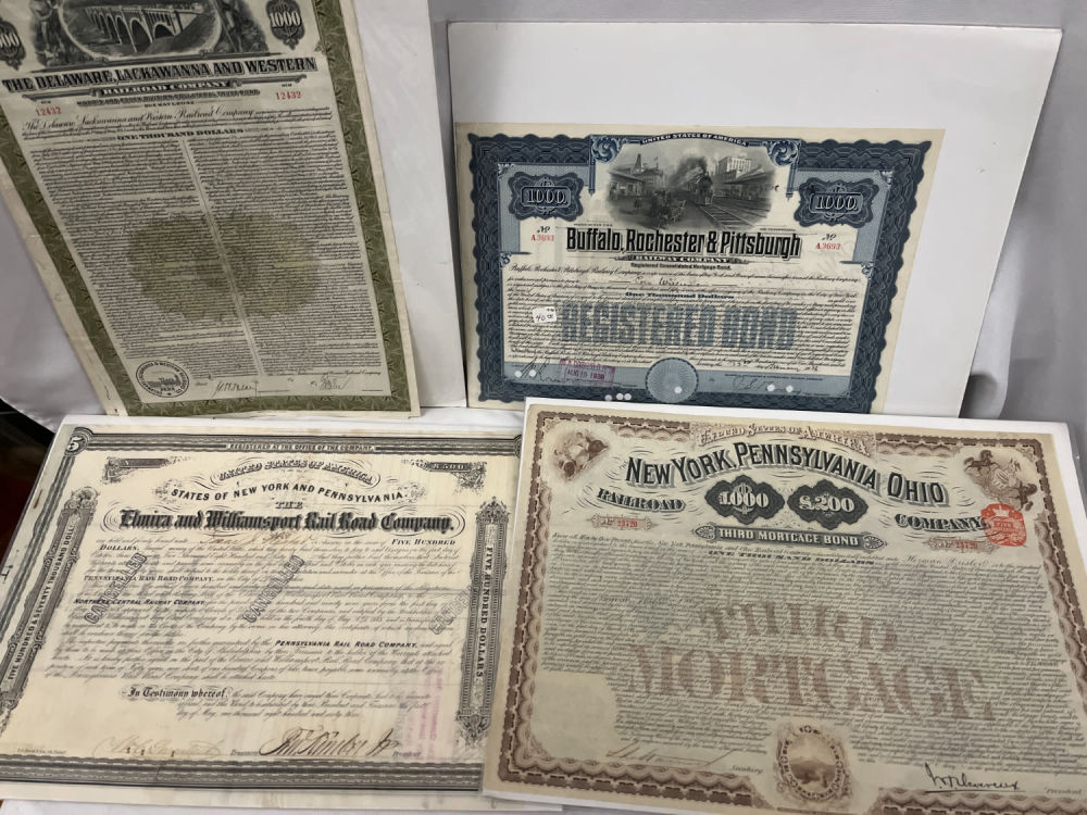 Lot 332: Railroad Stock Certificates (4)