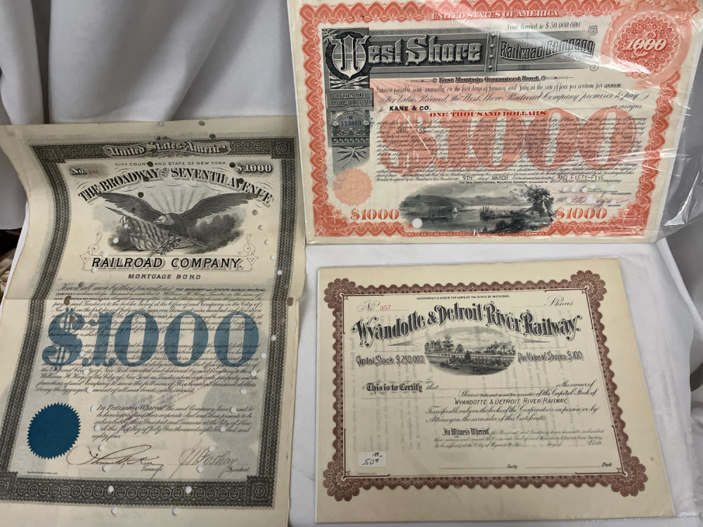 Lot 333: Railroad Stock Certificate Collection