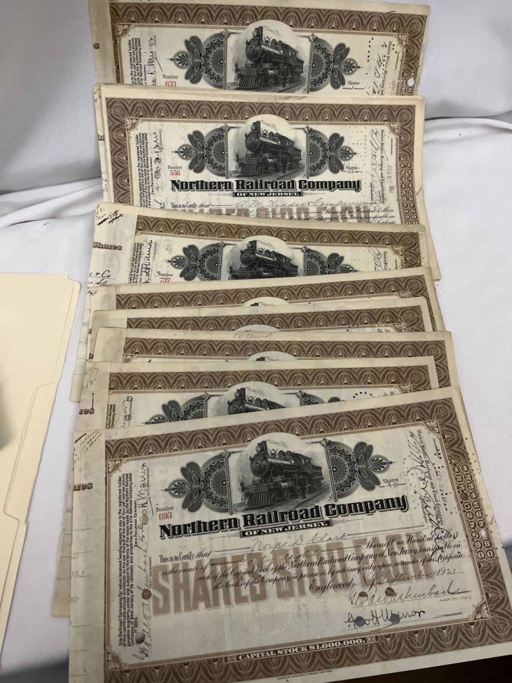 Lot 339: Northern Railroad Company Stocks Collection
