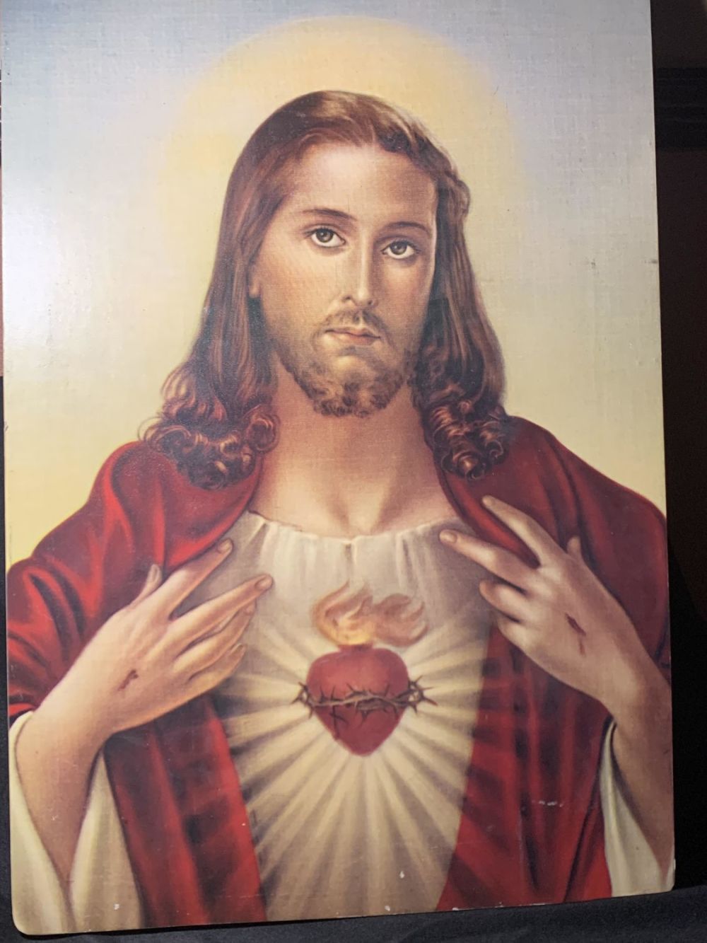 Lot 150: Sacred Heart Jesus Oil on Board