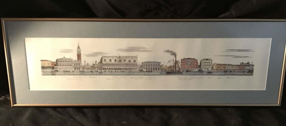 Lot 160: Italian Cityscape Print Metal frame with glass