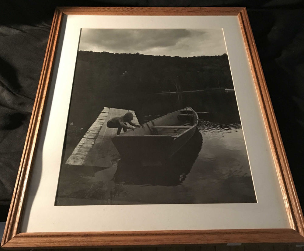 Lot 163: Boy and Rowboat Photography Wood frame with glass