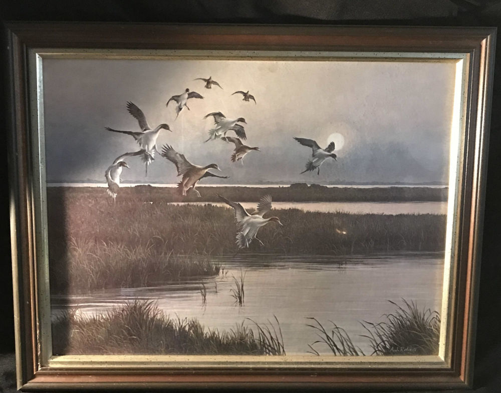 Lot 164: AJ Rudisill Arriving Pintails Print