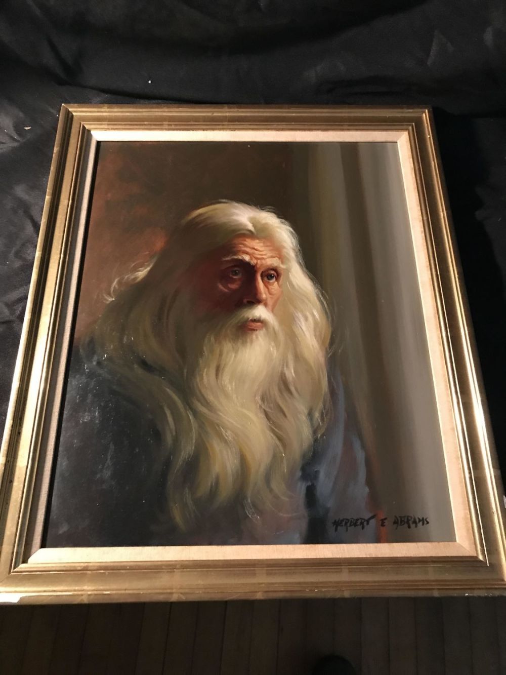 Lot 166: Herbert E Abrams, Oil on Board Portrait