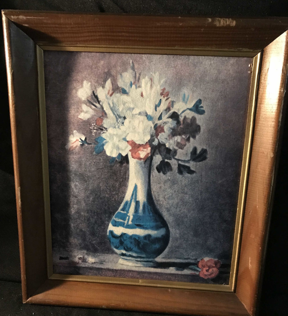 Lot 173: Flowers in a Vase Print in Elegant Wood Frame