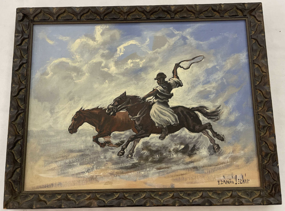 Lot 202: Ezaniu LLezkar Signed Original Oil on Board