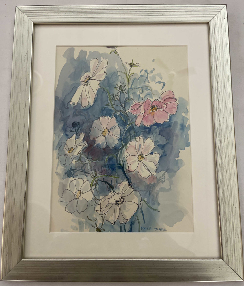 Lot 213: Phila Slade Original Lilacs Drawing & Watercolor