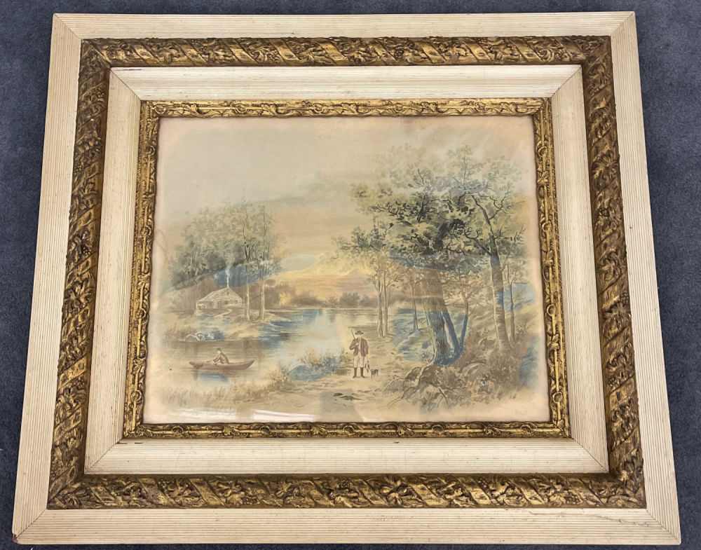 Lot 224: Vintage Lithograph in Original Frame "The Hunter"