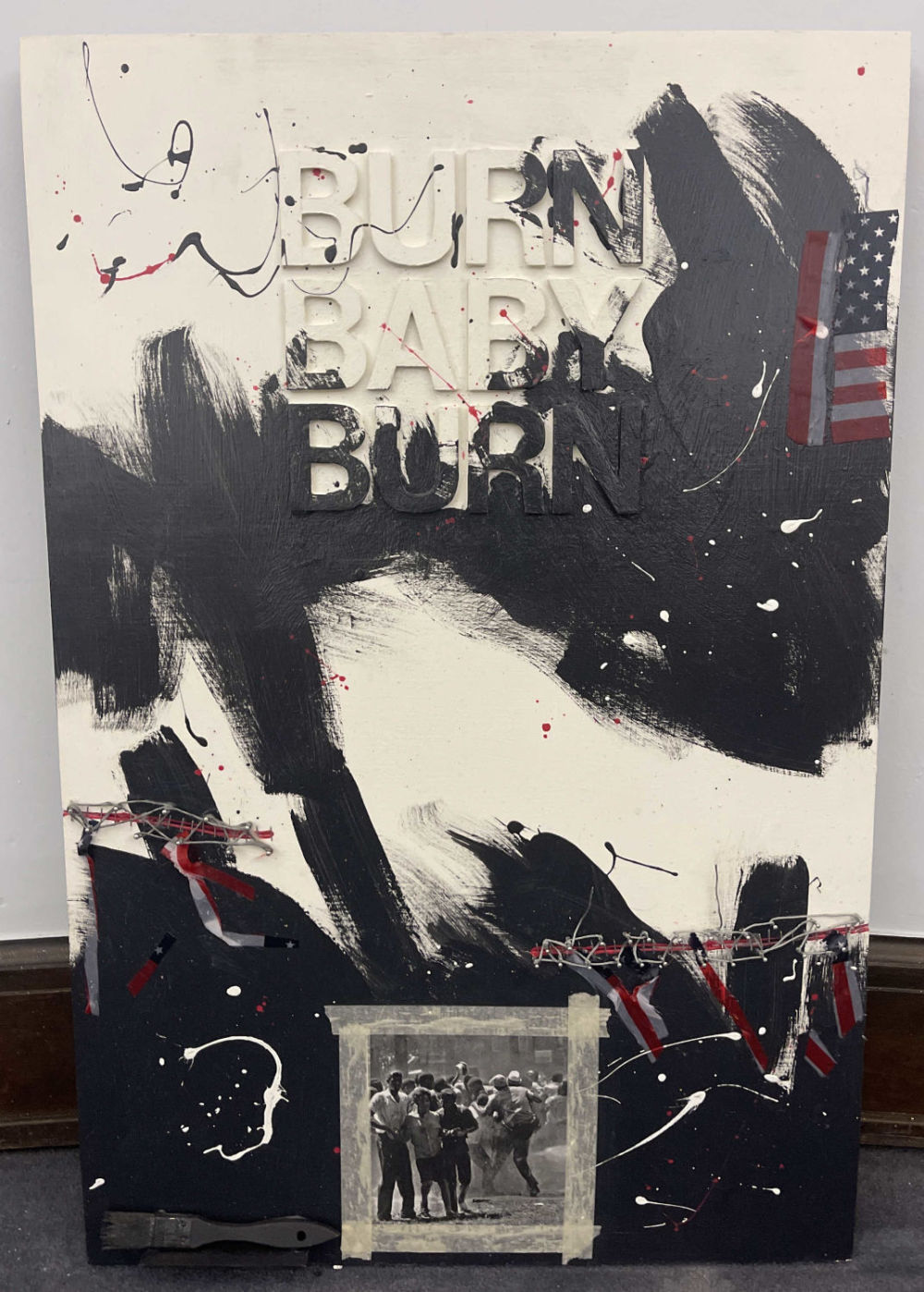 Lot 228: J. Glaser Original Burn Baby Burn Mix Media