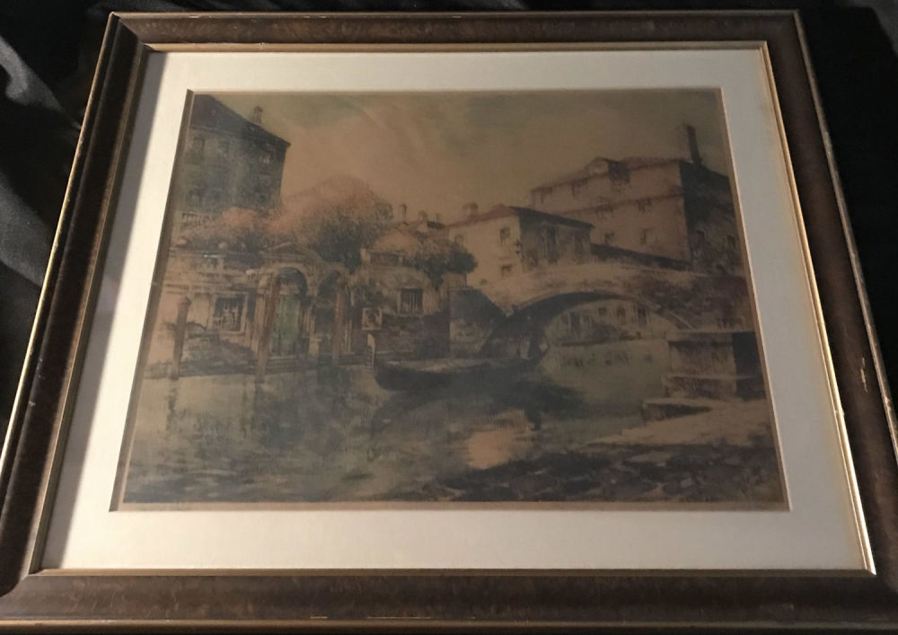 Lot 241: Venice Canal & Gandola Elegant Print