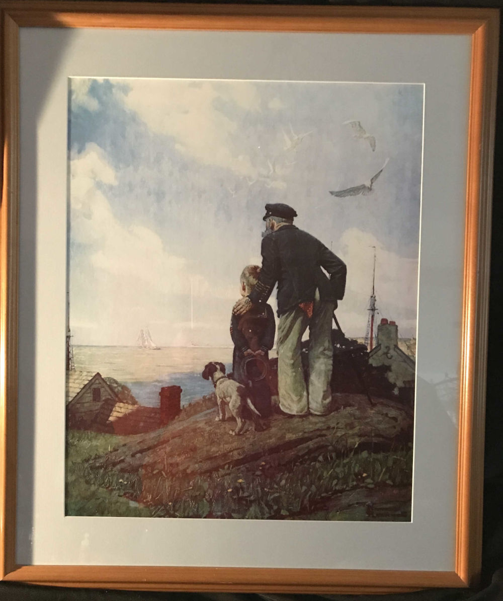 Lot 244: Norman Rockwell Old Man w/ Boy & Dog