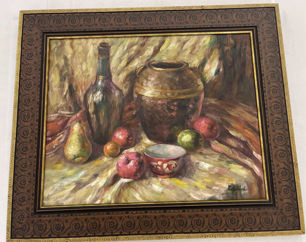 Lot 308: Edward Signed Original Oil on Canvas Still Life