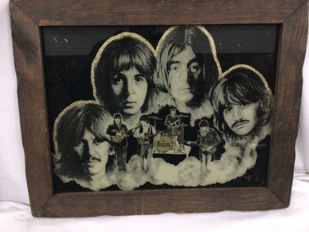Lot 328: Vintage 1970s The Beatles Carnival Glass Picture