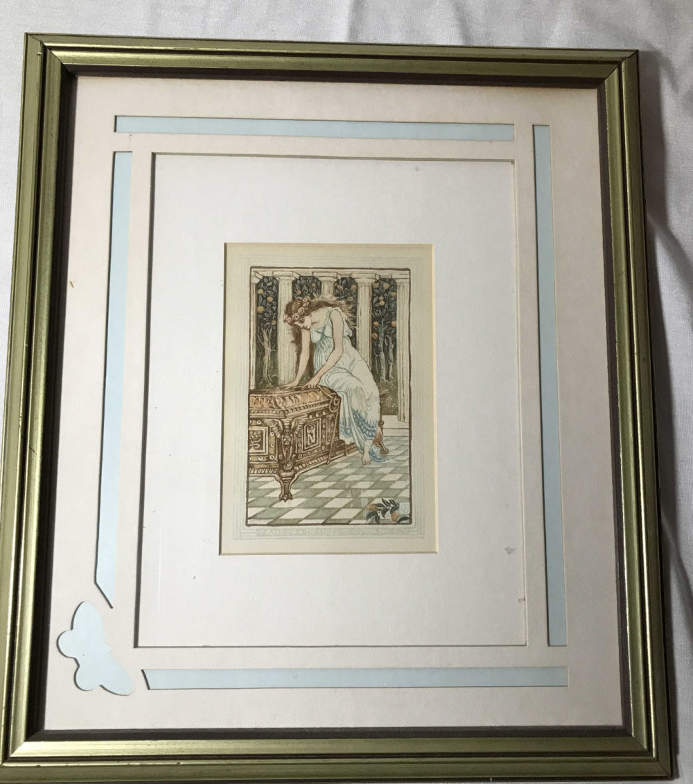 Lot 342: Vintage Lithograph Pandora Desires to Open the Box
