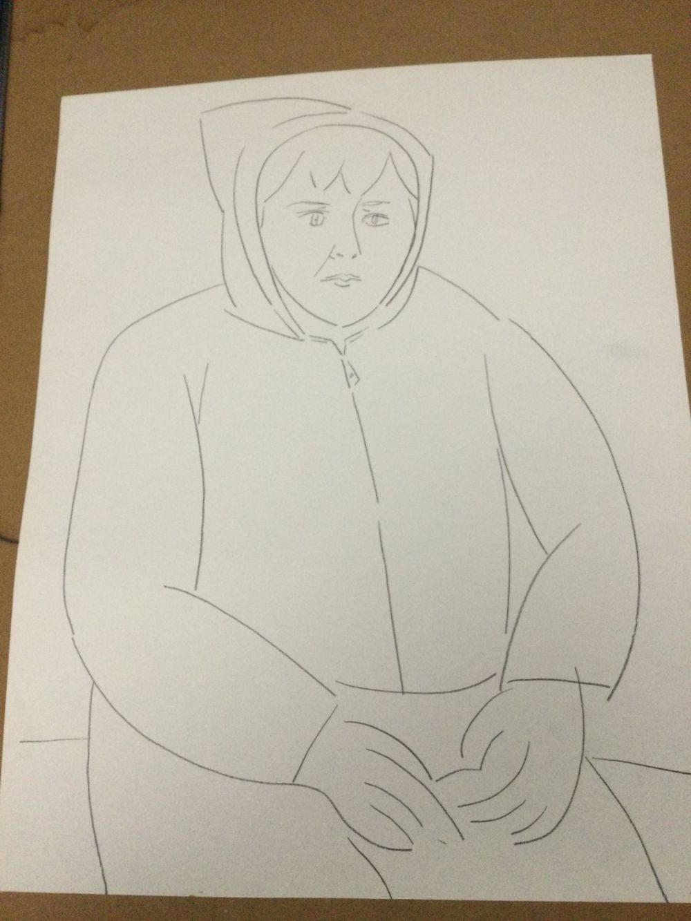 Lot 369: Achi Sullo Sketching Boy in Hoodie