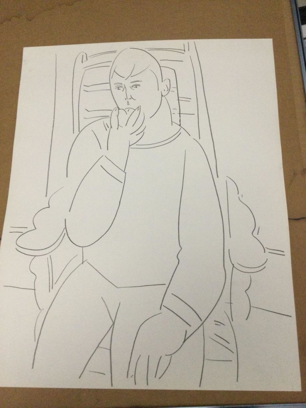 Lot 370: Achi Sullo Sketching Eating Delicious Fruit