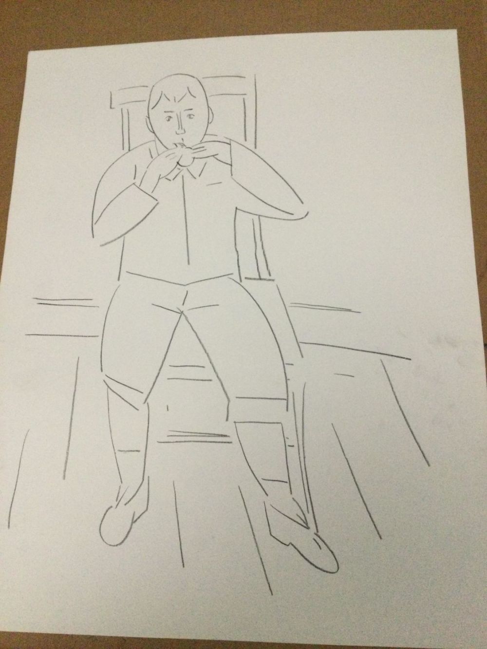 Lot 373: Achi Sullo Man Eating Fruit Sketch