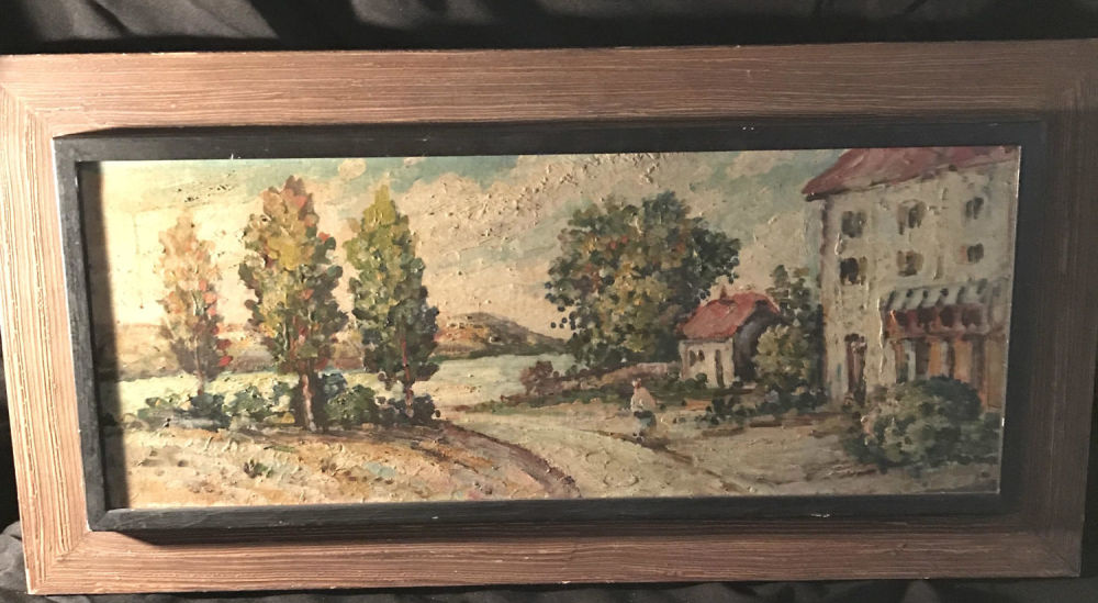 Lot 260: Signed Acrylic on Board Mid Century Italian Villag
