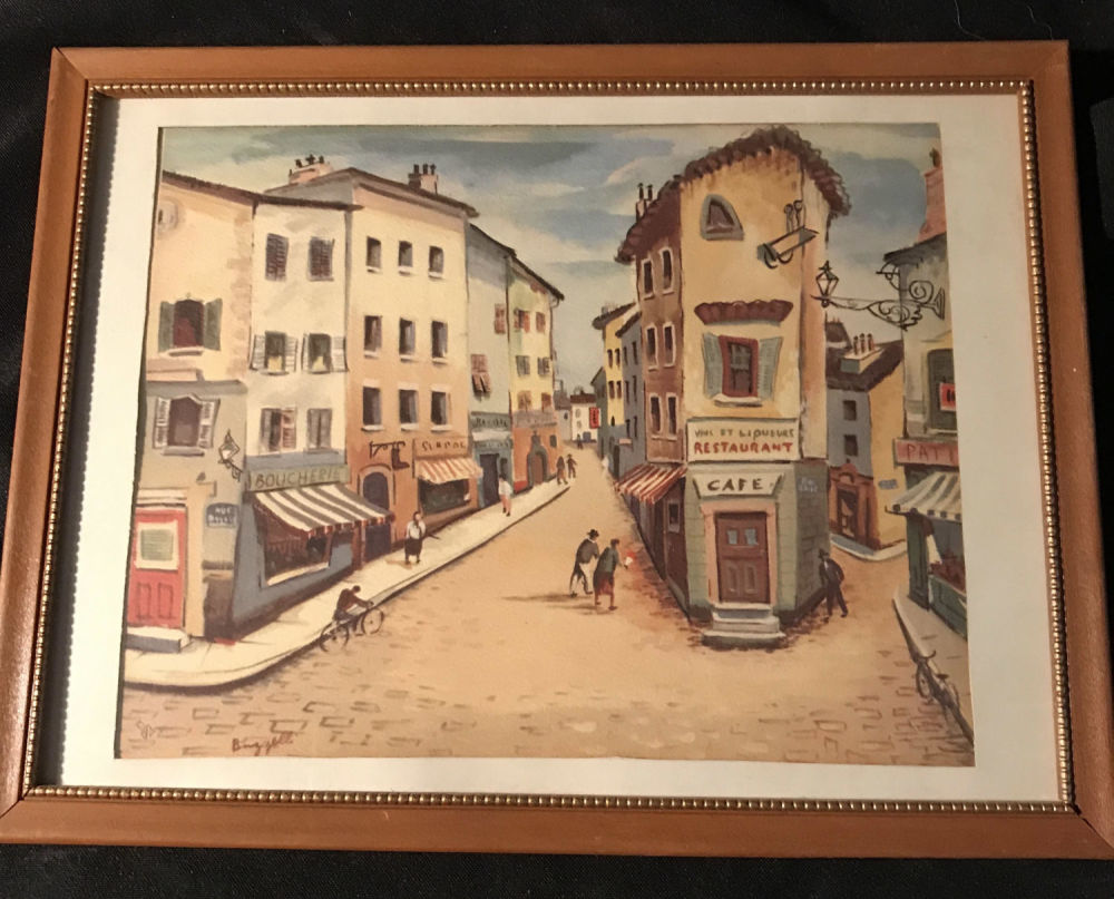 Lot 270: Small French Town by Baselli wood frame with glass