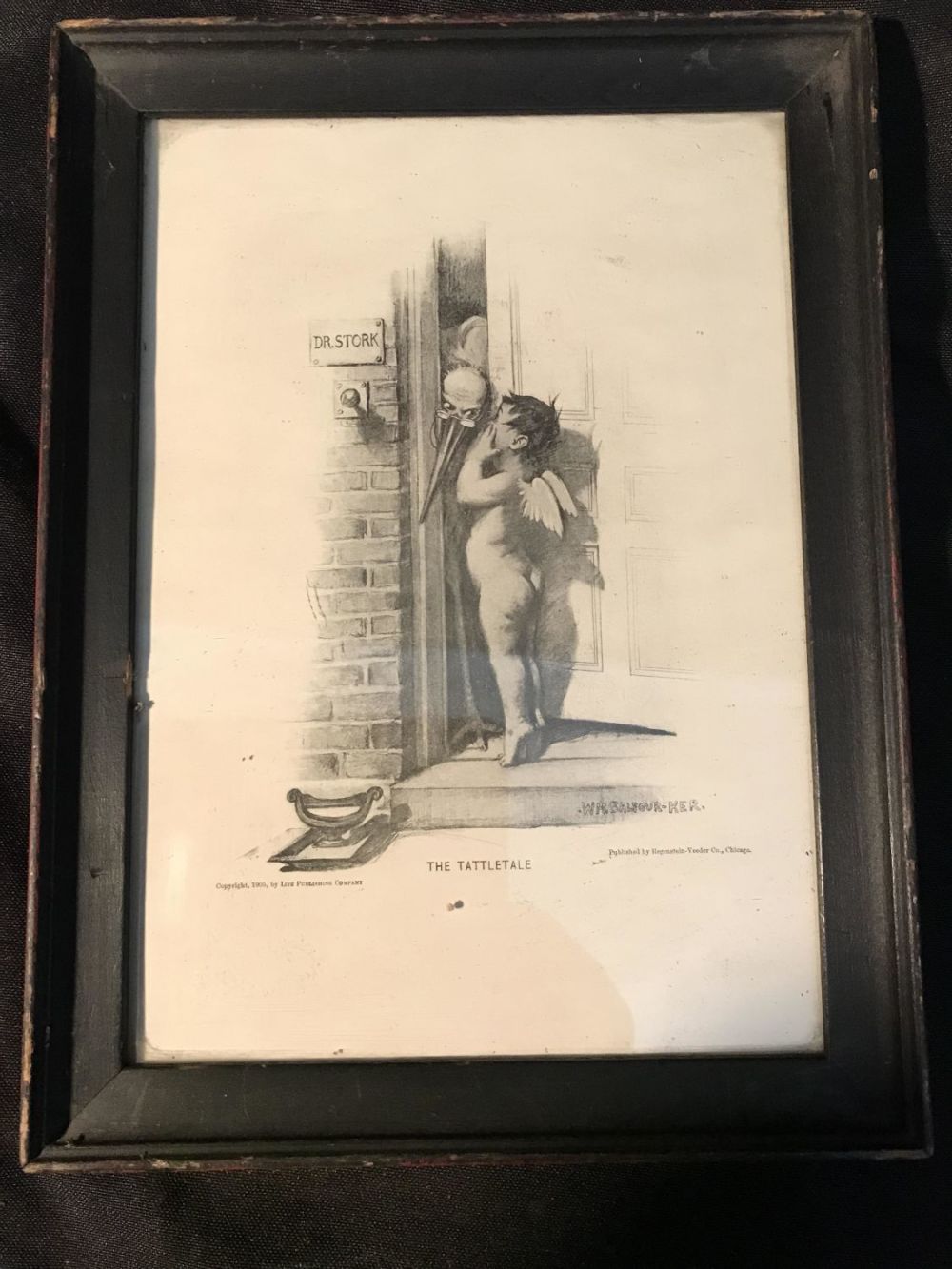 Lot 281: Black and white print titled the Tattletale by