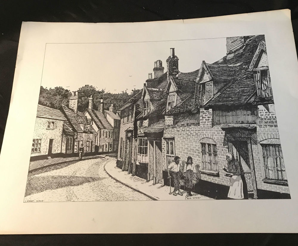 Lot 381: Ron Stein Black & White Print Street Scene