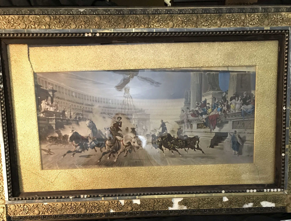 Lot 389: Antique Color Print Epic Chariot Race by Wagner