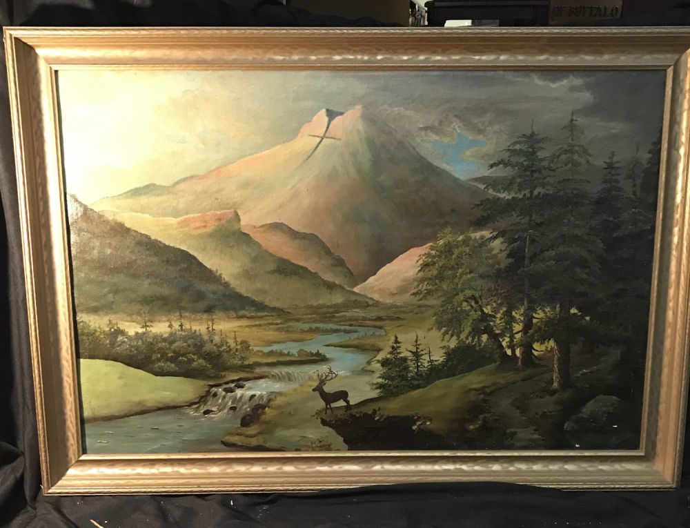 Lot 392: Mountains and Valley By A Waller Oil on Canvas
