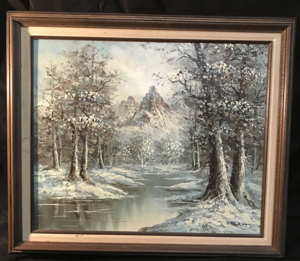Lot 395: Robert Moore Oil on Canvas Winter Forest