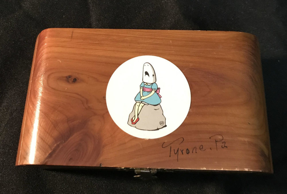 Lot 154: Cedar Trinket Box with Picture of Shark Girl