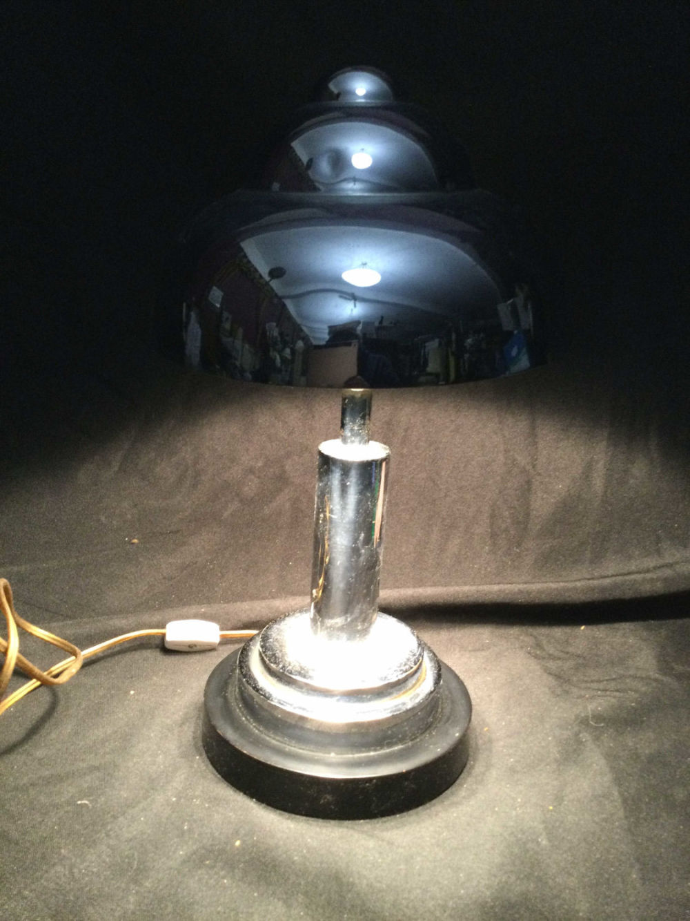 Lot 241: Art Deco Bedside Lamp Metal Construction -Works!