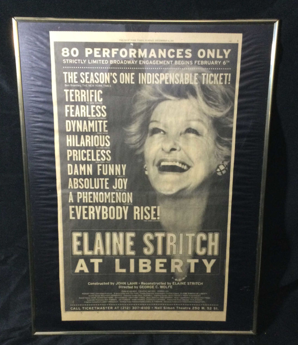 Lot 242: Framed Advertising Elaine Stritch at the Liberty