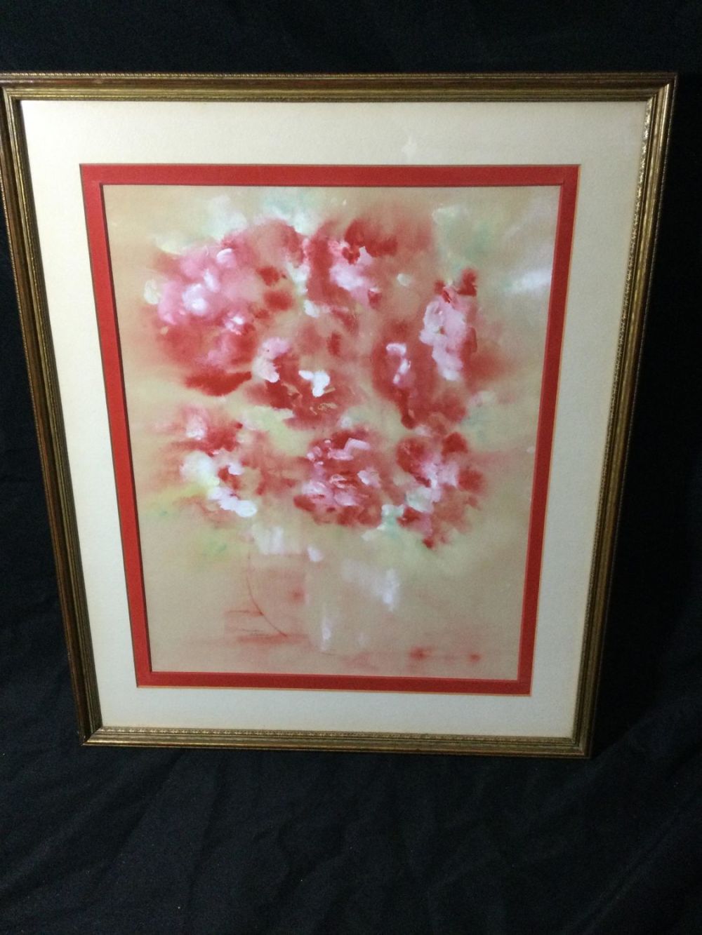 Lot 257: Gold Framed Watercolor Floral Scene