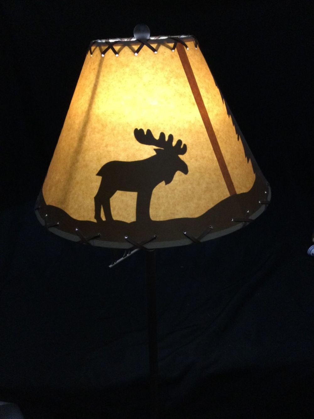 Lot 316: Outdoor style lamp with moose motif works great