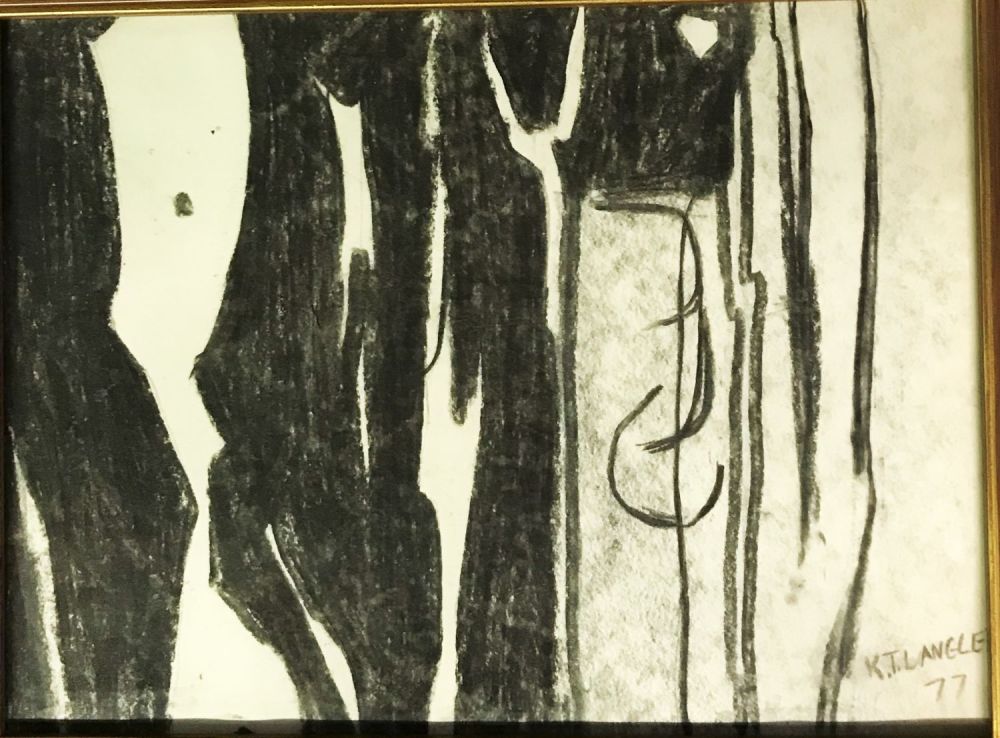 Lot 168: Katherine Langley Charcoal Abstract VIRTICAL