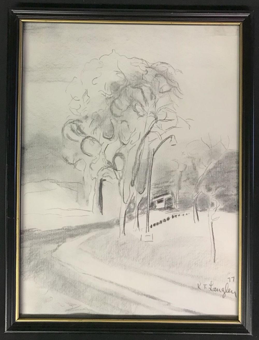 Lot 194: Katherine Langley GOAT ISLAND Charcoal Signed 77