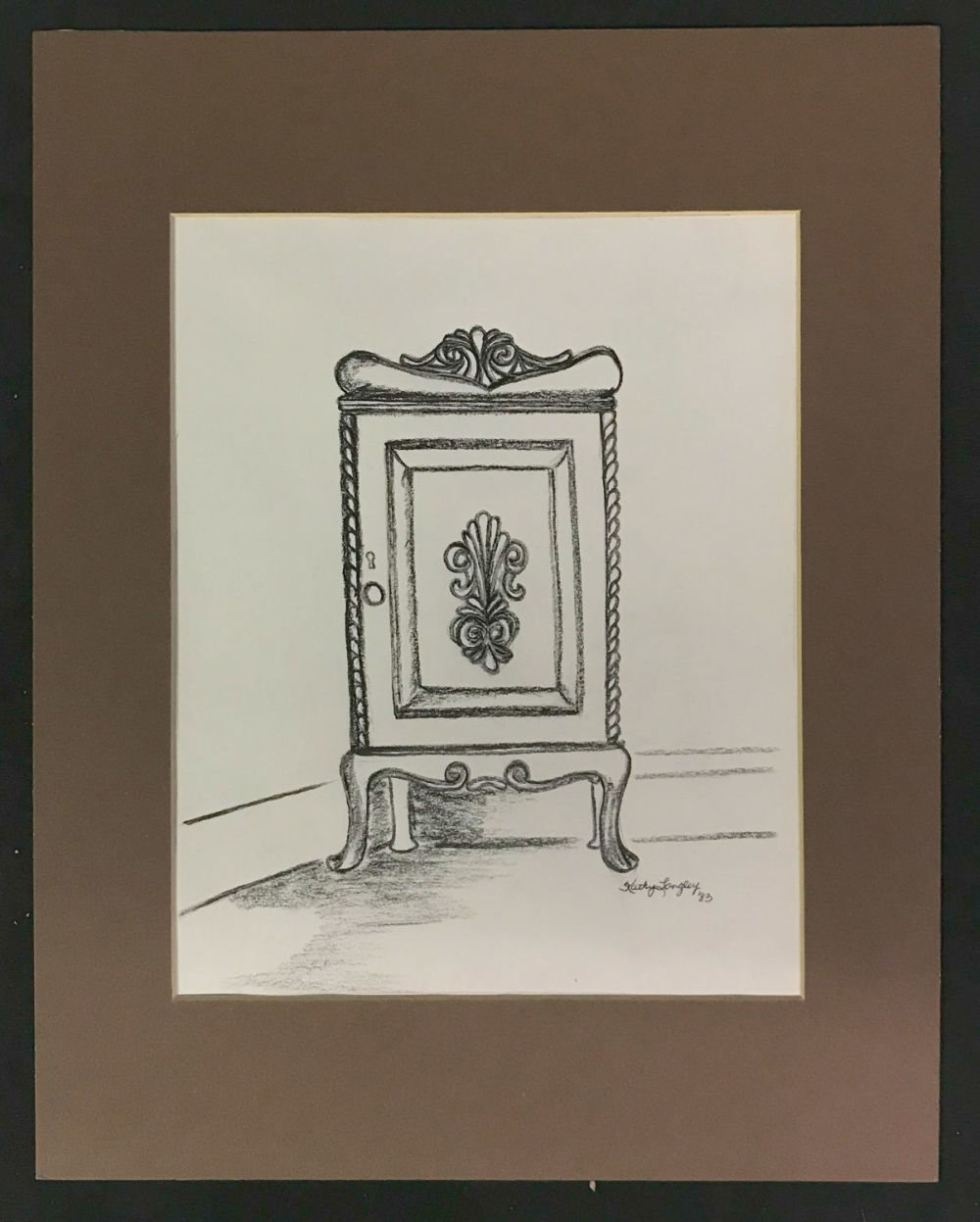 Lot 202: Kathy Langley Signed ANTIQUE WASH STAND Charcoal