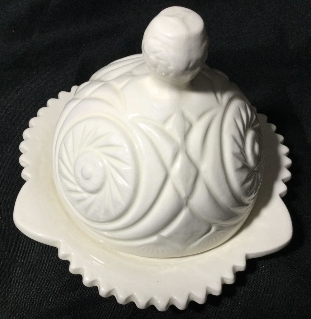 Lot 161: Mid Century Modern  Sunburst Pattern Butter Dish