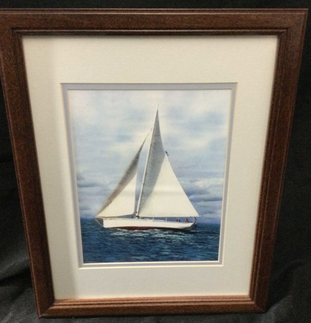 Lot 175: Sailboat Catching the Wind Wood Frame