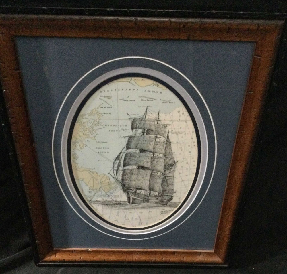 Lot 178: Vintage Ship with Map Image in Background