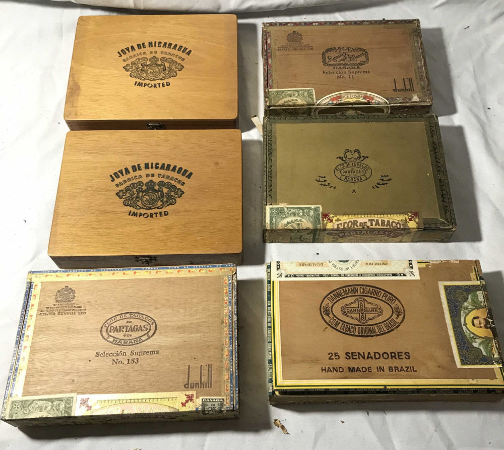 Lot 181: Vintage Wooden Cigar Boxes  - 6 total