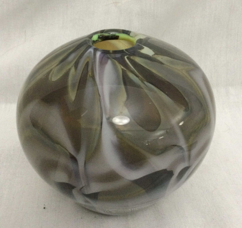 Lot 202: Art glass Handblown Iridescent Vase -Signed