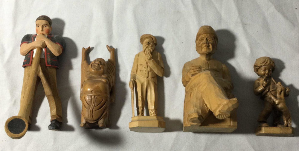 Lot 229: Wooden Hand Carved Figures (5)