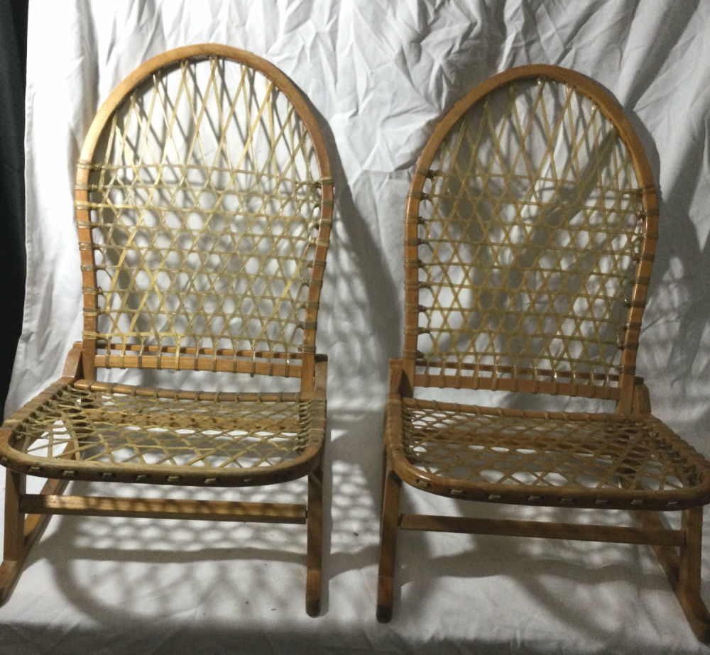 Lot 252: Vintage Snowshoe Rocking Chairs