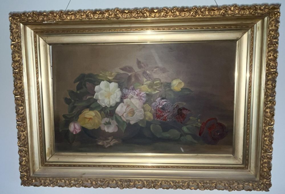 Lot 123: Oil on Canvas Floral Scene in Ornate Frame