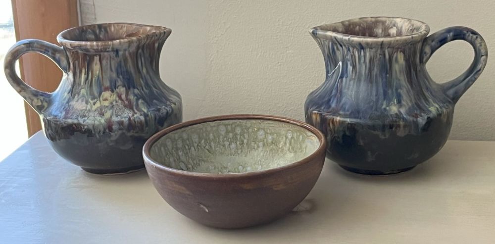Lot 141: Pierrefonds Pottery Bowl w. Morvan Pitchers