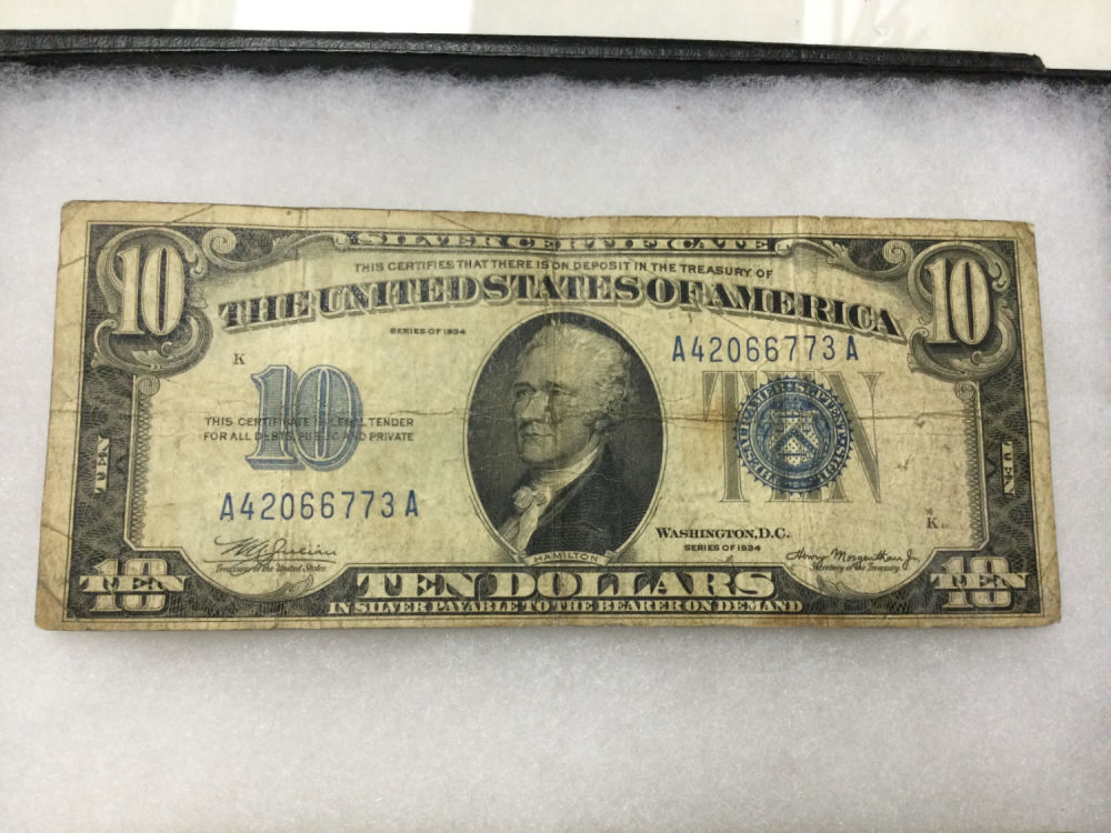 Lot 251: 1934 Blue Seal $10 Silver Certificate