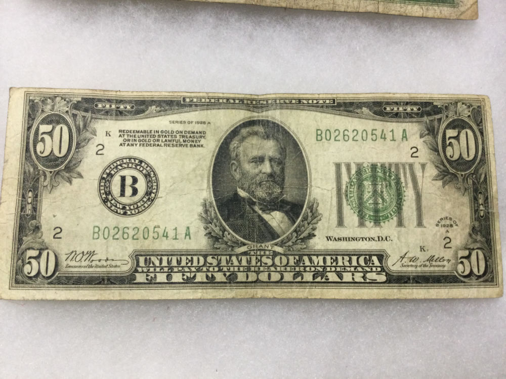 Lot 252: 1928 $50 Gold Clause Bill