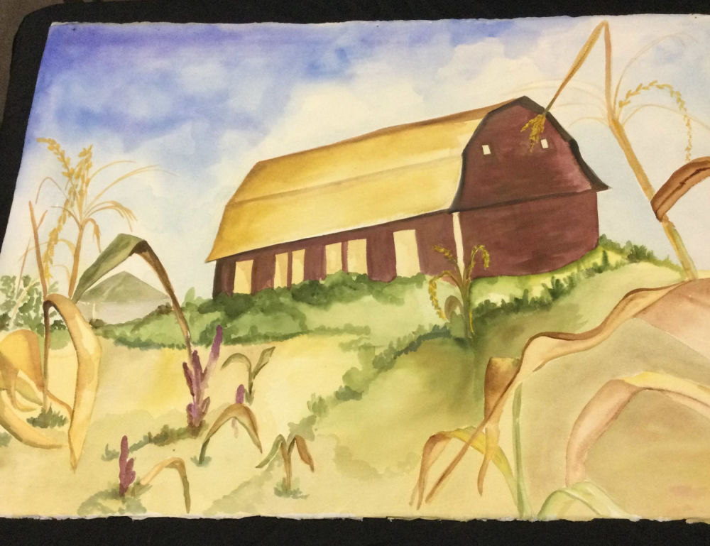 Lot 174: Katherine Langley Watercolor Depicting a Barn &