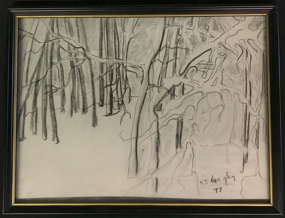 Lot 178: Katherine Langley TREES ON GOAT ISLAND Charcoal
