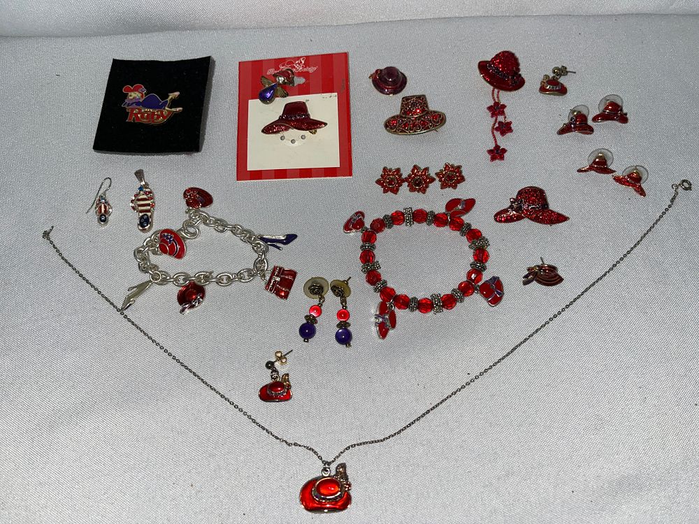 Lot 214: Red Hat Society Jewelry Collection